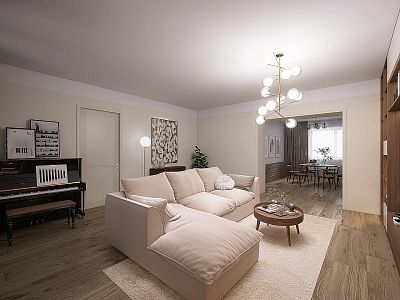 Basement family house with attic