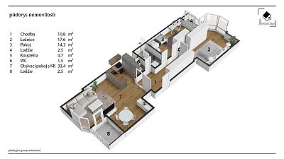 Nadstandardní byt 3+kk s 2 lodžiemi k prodeji